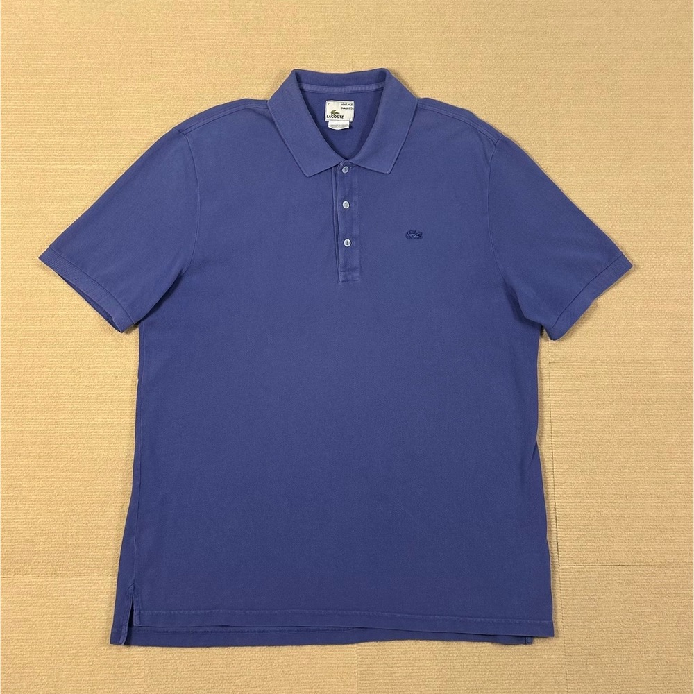 Lacoste Polo Shirt Mens 7 (2XL) Purple Vintage Washed Short Sleeve Pique Knit